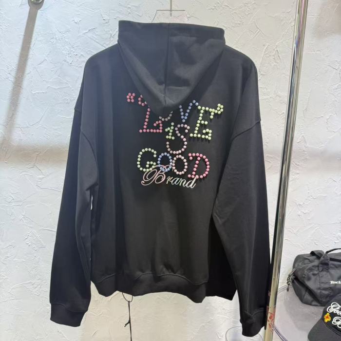 Macaron Color Pearl Slogan Embroidery Hoodie 2 colors 29319478