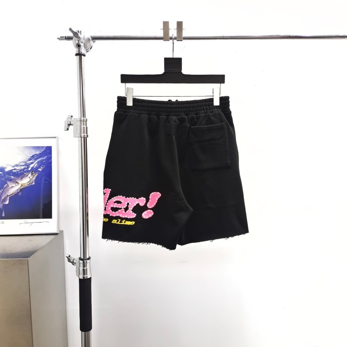 [Big & Tall for weights up to 220 lbs]1:1 quality version Pink Letter Black Mesh Black Zip Hoodie & Shorts Set 29319550