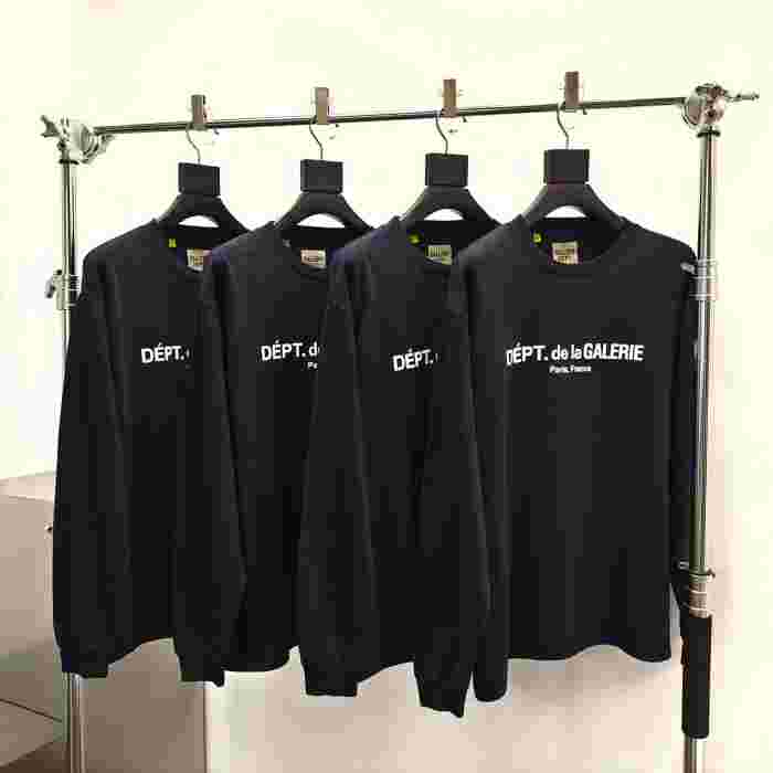 [Big & Tall for weights up to 260 lbs]1:1 quality version Flocked French Text Print Long Sleeve Tee 2 colors 29319568