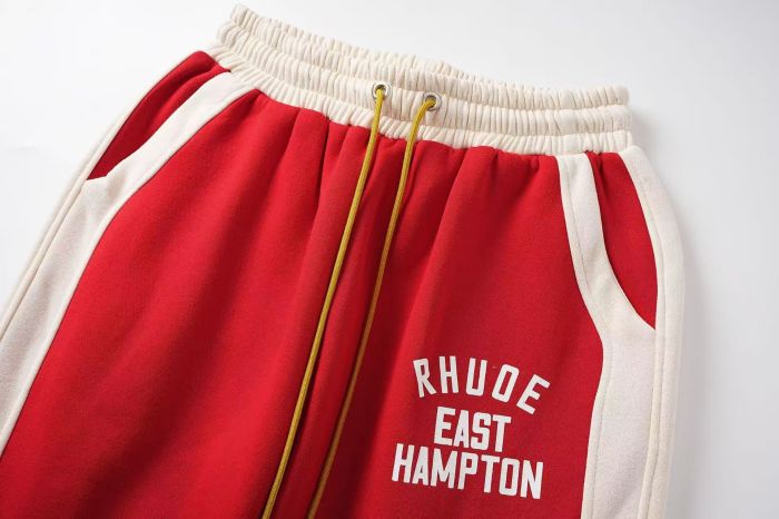Vintage College Style Rhude Letter Print Color Block Half Zip Fleece Lined Sweatshirt & Sweatpants Set 4 colors 29317688