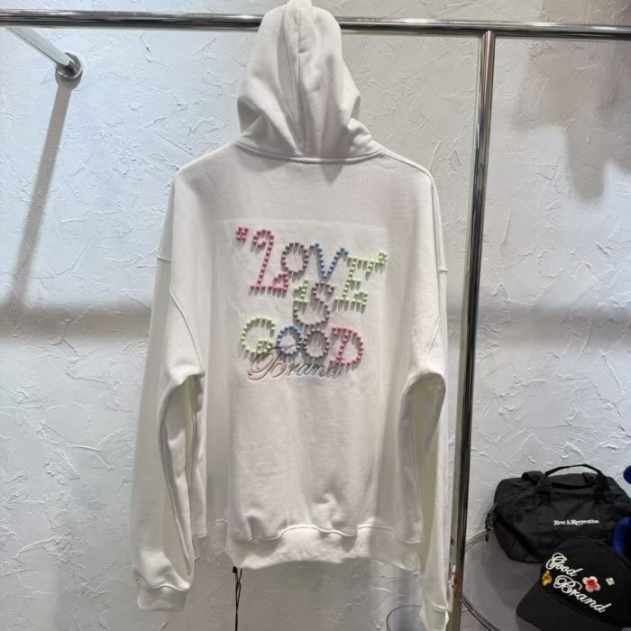 Macaron Color Pearl Slogan Embroidery Hoodie 2 colors 29319478