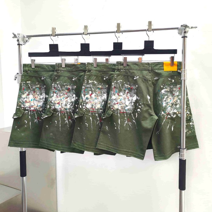 [Big & Tall for weights up to 260 lbs]1:1 quality version Full Paint Splatter Dark Green Shorts 29319572