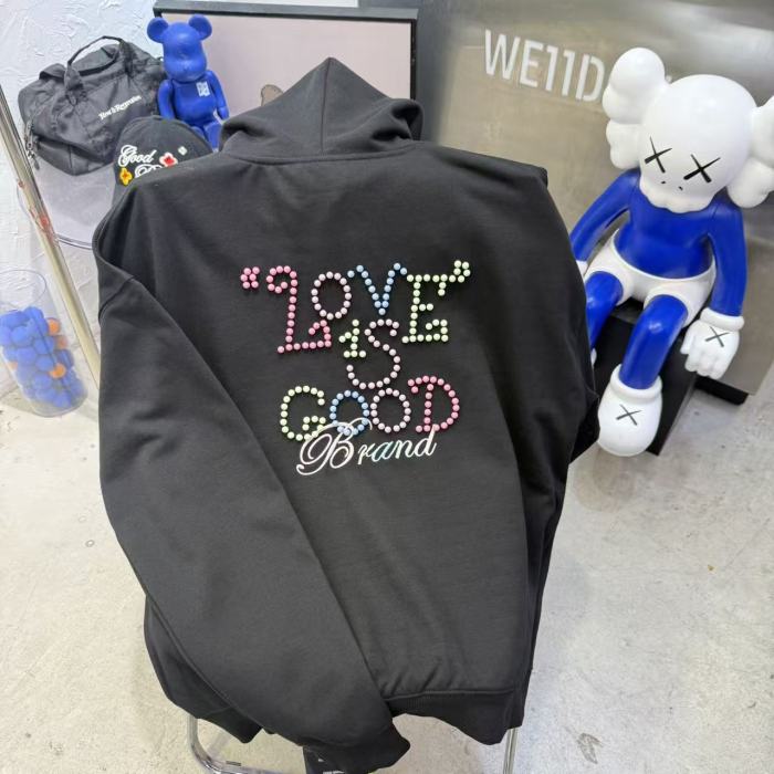 Macaron Color Pearl Slogan Embroidery Hoodie 2 colors 29319478