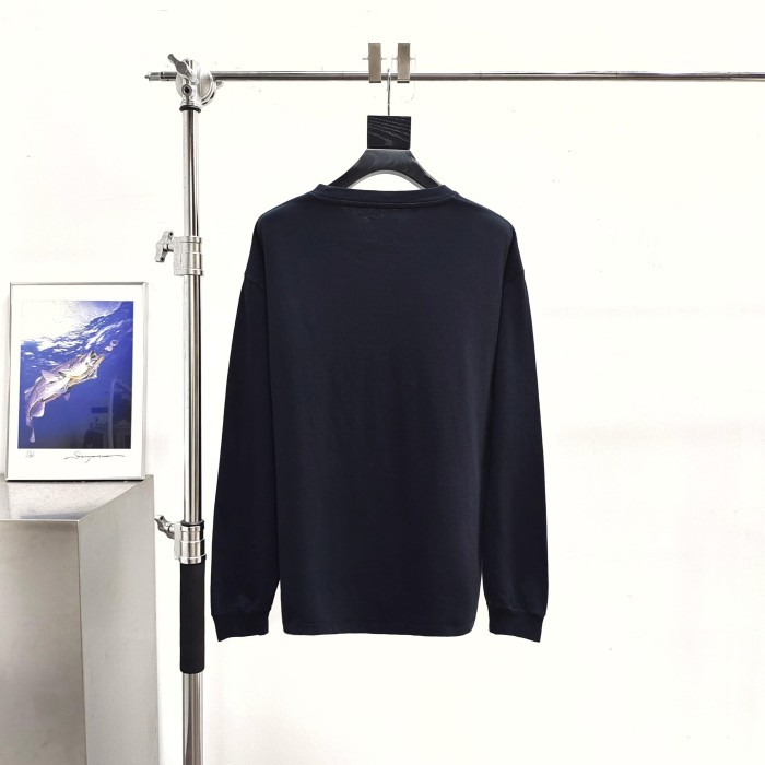[Big & Tall for weights up to 260 lbs]1:1 quality version Flocked French Text Print Long Sleeve Tee 2 colors 29319568
