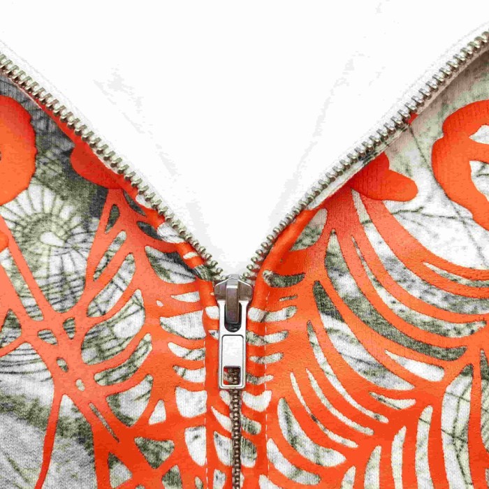 [Big & Tall for weights up to 220 lbs]1:1 quality version Orange Letter Jungle Floral Zip Hoodie & Shorts Set 29319551