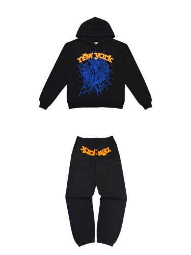 [Big & Tall for weights up to 220 lbs]1:1 quality version Orange New York Blue Mesh Print Hoodie & Pants Set 29319552