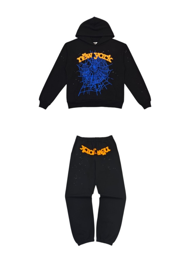[Big & Tall for weights up to 220 lbs]1:1 quality version Orange New York Blue Mesh Print Hoodie & Pants Set 29319552