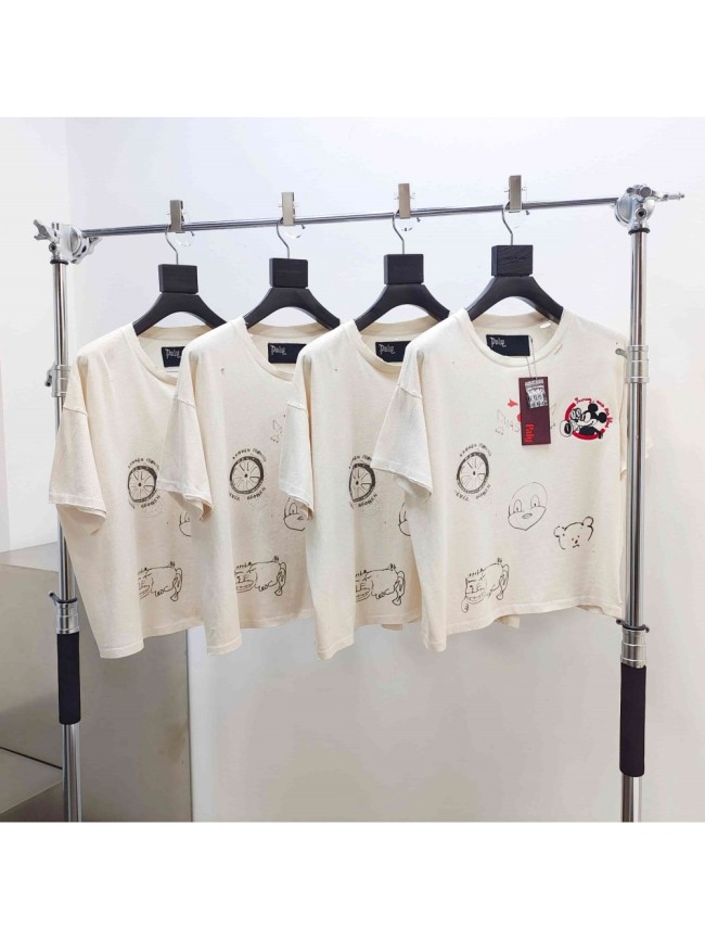 [Big & Tall for weights up to 260 lbs]1:1 quality version Cartoon Embroidery Beige Graffiti Tee 29319595