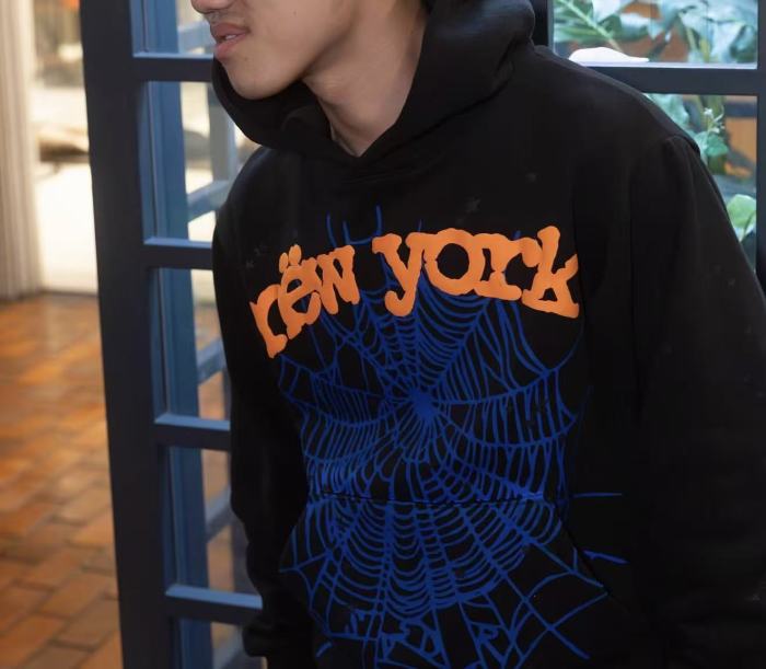 [Big & Tall for weights up to 220 lbs]1:1 quality version Orange New York Blue Mesh Print Hoodie & Pants Set 29319552