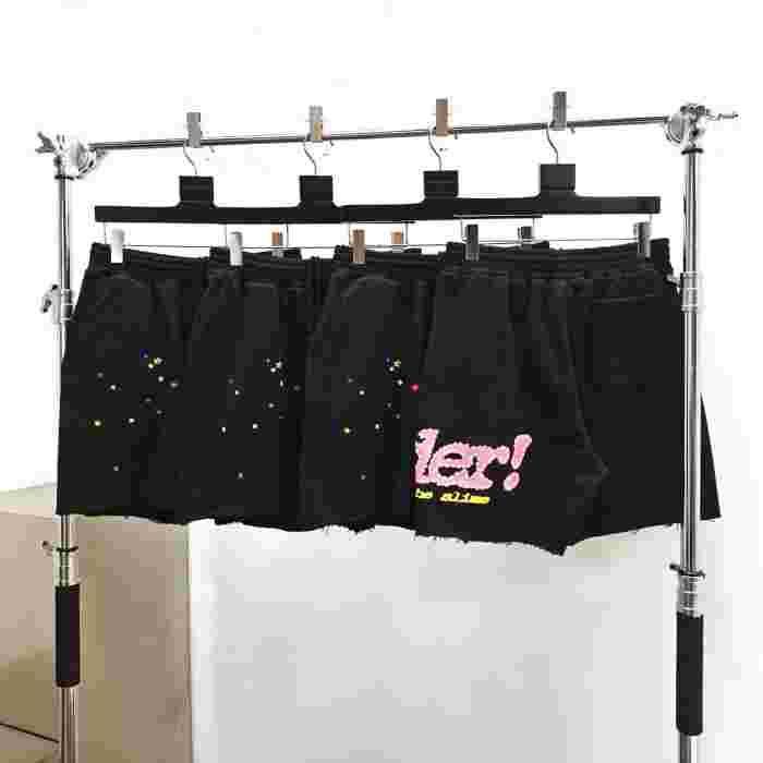 [Big & Tall for weights up to 220 lbs]1:1 quality version Pink Letter Black Mesh Black Zip Hoodie & Shorts Set 29319550