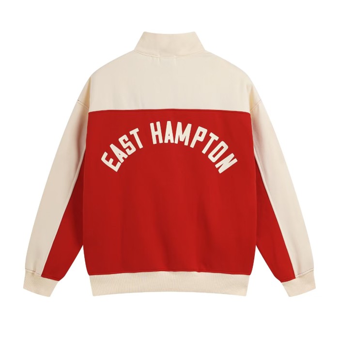 Vintage College Style Rhude Letter Print Color Block Half Zip Fleece Lined Sweatshirt & Sweatpants Set 4 colors 29317688