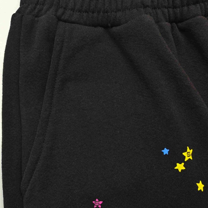 [Big & Tall for weights up to 220 lbs]1:1 quality version Pink Letter Black Mesh Black Zip Hoodie & Shorts Set 29319550