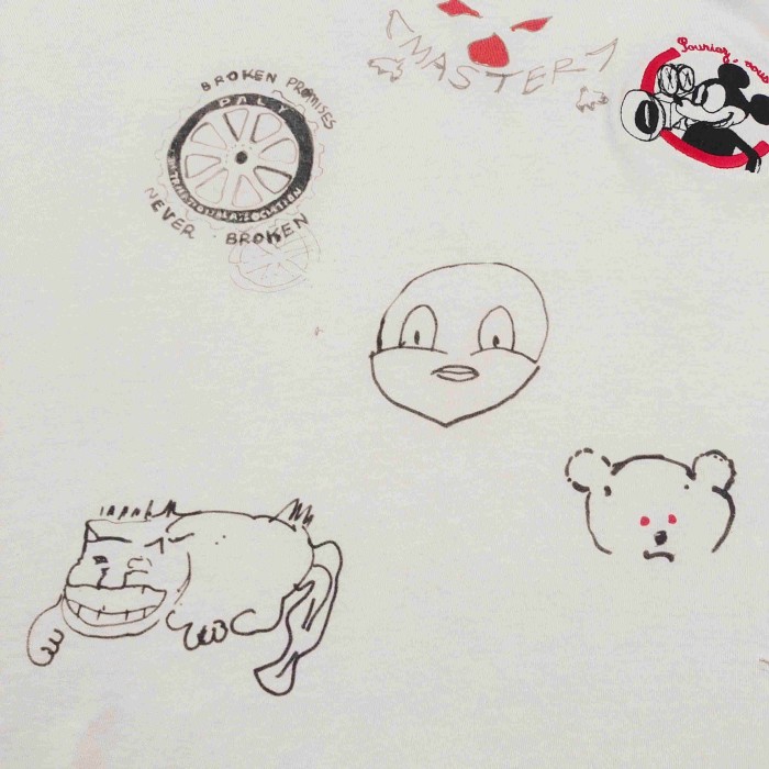 [Big & Tall for weights up to 260 lbs]1:1 quality version Cartoon Embroidery Beige Graffiti Tee 29319595