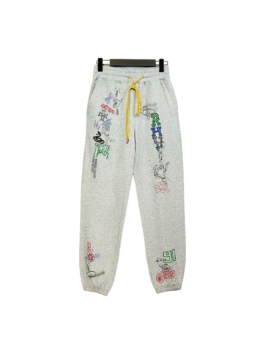 American High Street Cartoon Graffiti Hand Drawn Print Loose Fit Unisex Thin Casual Sweatpants 29319301
