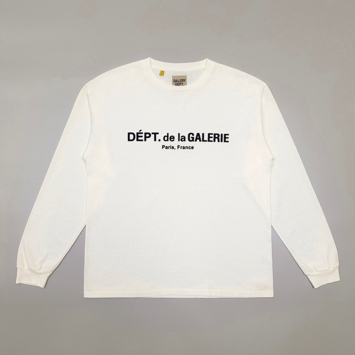 [Big & Tall for weights up to 260 lbs]1:1 quality version Flocked French Text Print Long Sleeve Tee 2 colors 29319568