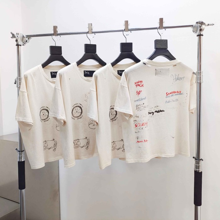 [Big & Tall for weights up to 260 lbs]1:1 quality version Cartoon Embroidery Beige Graffiti Tee 29319595