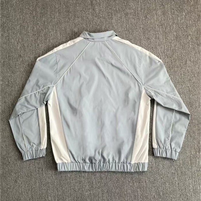 Vintage American Sport Style Letter Embroidery Color Block Zip-Up Cropped Jacket & Pants Set 2 colors 29317364
