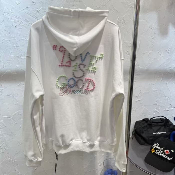 Macaron Color Pearl Slogan Embroidery Hoodie 2 colors 29319478