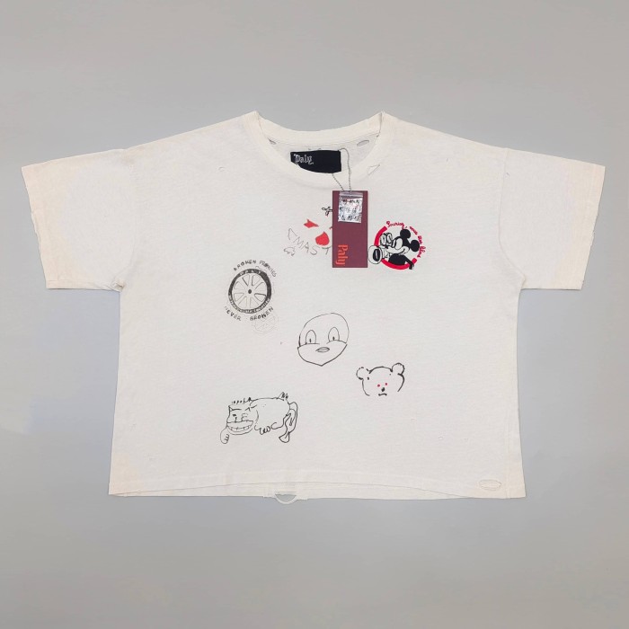 [Big & Tall for weights up to 260 lbs]1:1 quality version Cartoon Embroidery Beige Graffiti Tee 29319595