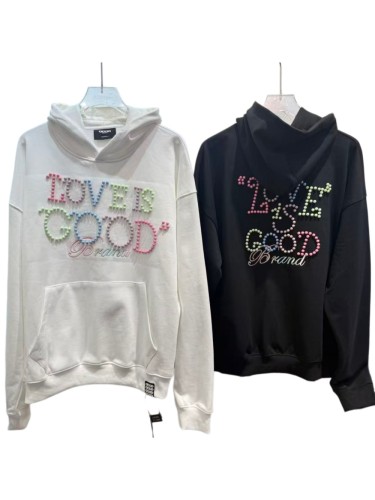 Macaron Color Pearl Slogan Embroidery Hoodie 2 colors 29319478