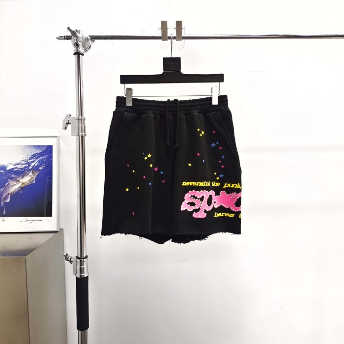 [Big & Tall for weights up to 220 lbs]1:1 quality version Pink Letter Black Mesh Black Zip Hoodie & Shorts Set 29319550