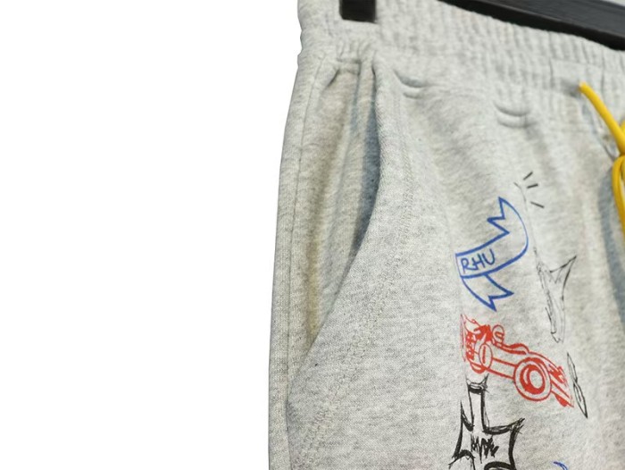 American High Street Cartoon Graffiti Hand Drawn Print Loose Fit Unisex Thin Casual Sweatpants 29319301