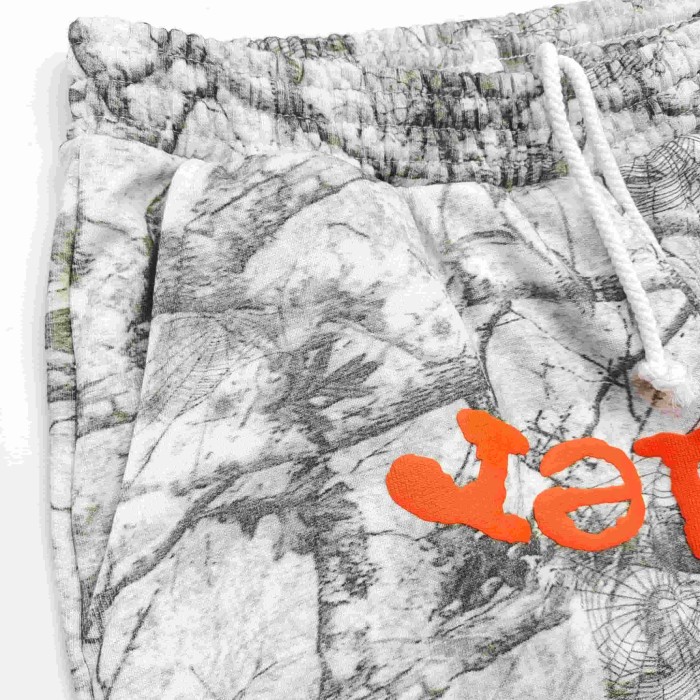 [Big & Tall for weights up to 220 lbs]1:1 quality version Orange Letter Jungle Floral Zip Hoodie & Shorts Set 29319551