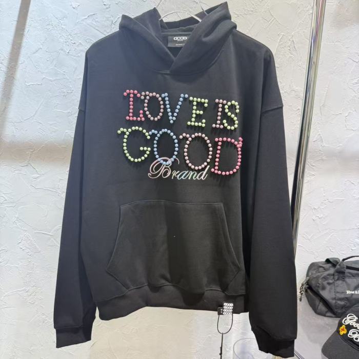 Macaron Color Pearl Slogan Embroidery Hoodie 2 colors 29319478