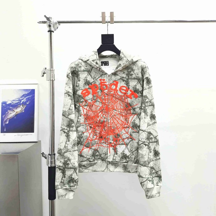 [Big & Tall for weights up to 220 lbs]1:1 quality version Orange Letter Jungle Floral Zip Hoodie & Shorts Set 29319551
