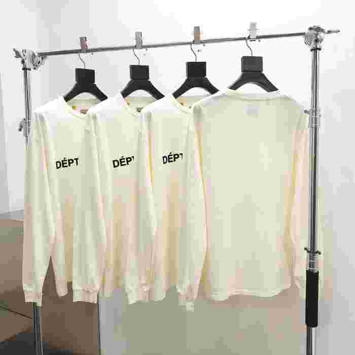 [Big & Tall for weights up to 260 lbs]1:1 quality version Flocked French Text Print Long Sleeve Tee 2 colors 29319568