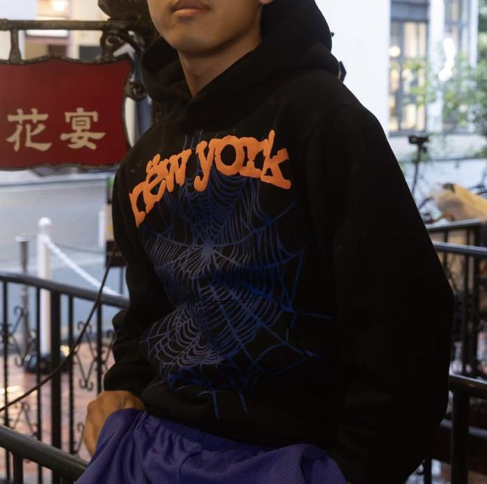 [Big & Tall for weights up to 220 lbs]1:1 quality version Orange New York Blue Mesh Print Hoodie & Pants Set 29319552