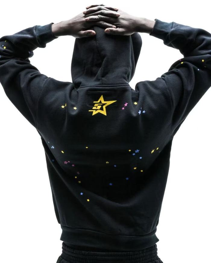 [Big & Tall for weights up to 220 lbs]1:1 quality version Pink Letter Black Mesh Black Zip Hoodie & Shorts Set 29319550