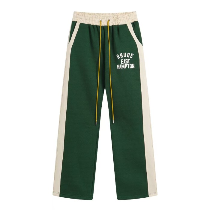 Vintage College Style Rhude Letter Print Color Block Half Zip Fleece Lined Sweatshirt & Sweatpants Set 4 colors 29317688