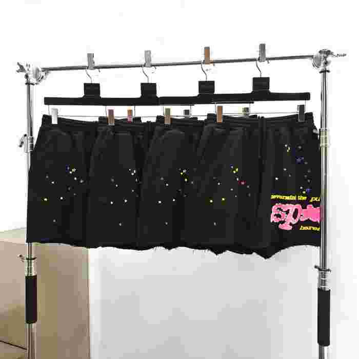 [Big & Tall for weights up to 220 lbs]1:1 quality version Pink Letter Black Mesh Black Zip Hoodie & Shorts Set 29319550