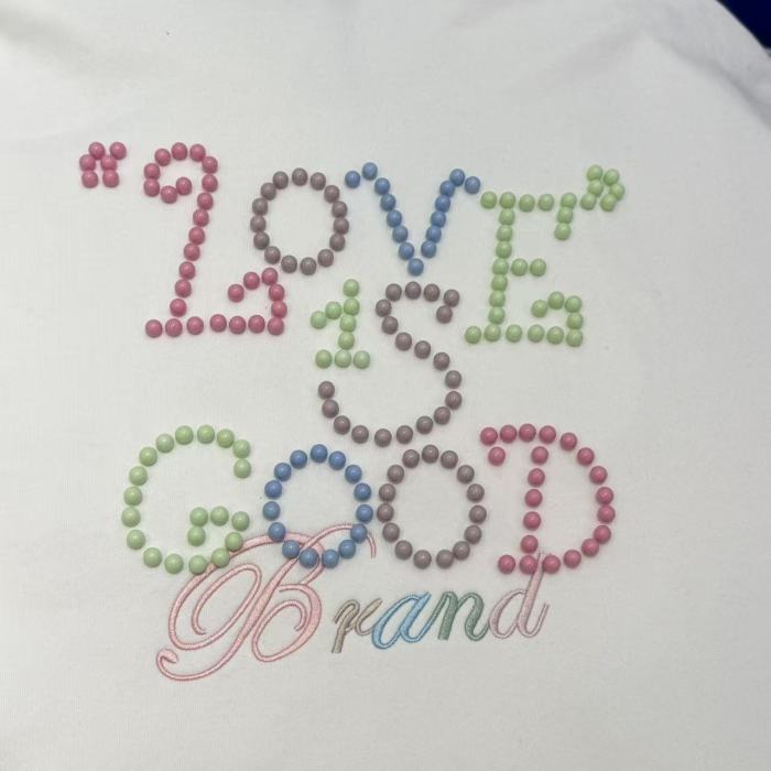 Macaron Color Pearl Slogan Embroidery Hoodie 2 colors 29319478