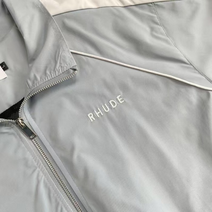 Vintage American Sport Style Letter Embroidery Color Block Zip-Up Cropped Jacket & Pants Set 2 colors 29317364
