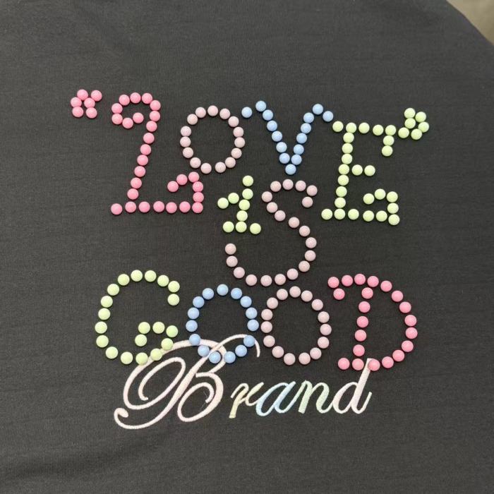 Macaron Color Pearl Slogan Embroidery Hoodie 2 colors 29319478