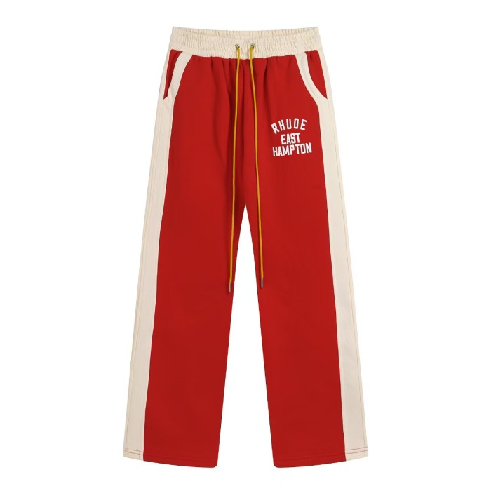 Vintage College Style Rhude Letter Print Color Block Half Zip Fleece Lined Sweatshirt & Sweatpants Set 4 colors 29317688