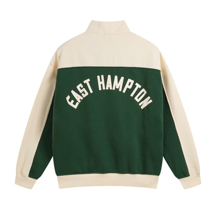 Vintage College Style Rhude Letter Print Color Block Half Zip Fleece Lined Sweatshirt & Sweatpants Set 4 colors 29317688