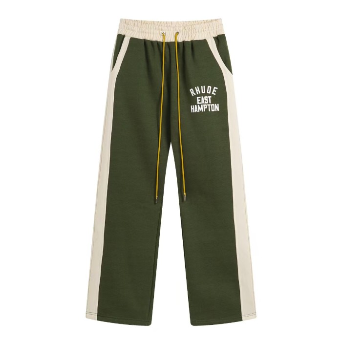 Vintage College Style Rhude Letter Print Color Block Half Zip Fleece Lined Sweatshirt & Sweatpants Set 4 colors 29317688