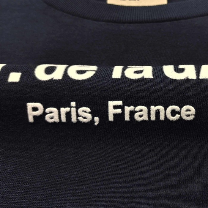 [Big & Tall for weights up to 260 lbs]1:1 quality version Flocked French Text Print Long Sleeve Tee 2 colors 29319568