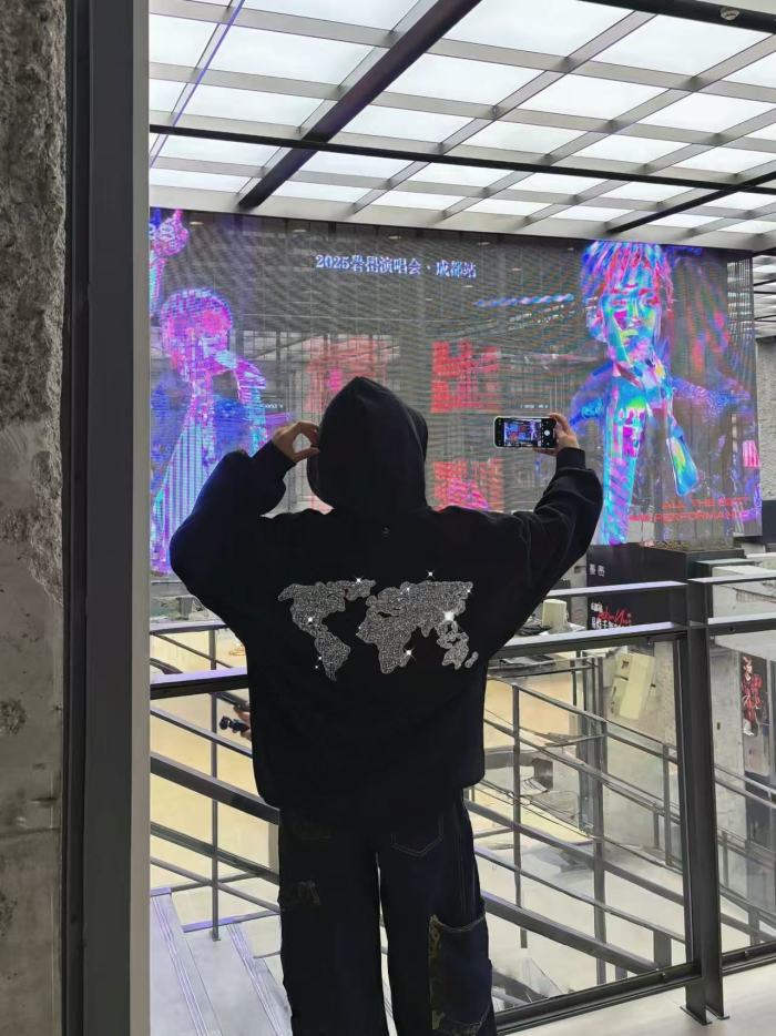 Map Sequin Embroidery Zip Hoodie 29319475