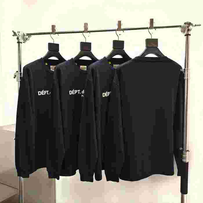 [Big & Tall for weights up to 260 lbs]1:1 quality version Flocked French Text Print Long Sleeve Tee 2 colors 29319568