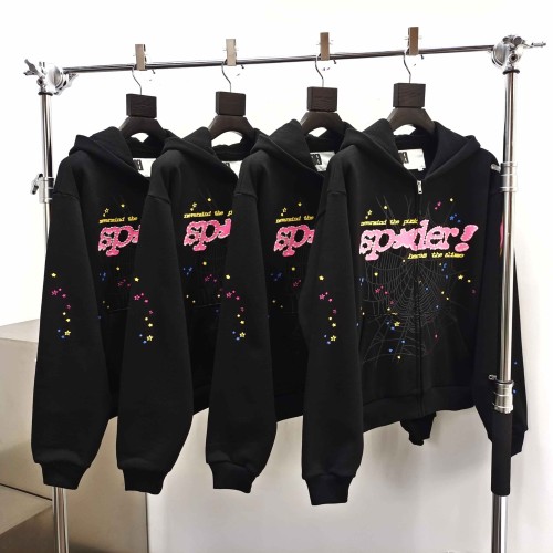 [Big & Tall for weights up to 220 lbs]1:1 quality version Pink Letter Black Mesh Black Zip Hoodie & Shorts Set 29319550
