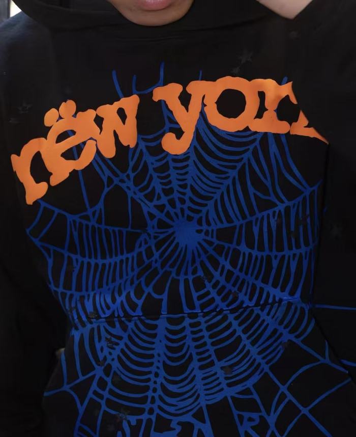 [Big & Tall for weights up to 220 lbs]1:1 quality version Orange New York Blue Mesh Print Hoodie & Pants Set 29319552