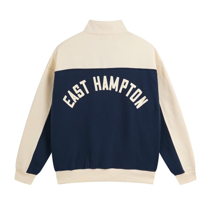 Vintage College Style Rhude Letter Print Color Block Half Zip Fleece Lined Sweatshirt & Sweatpants Set 4 colors 29317688