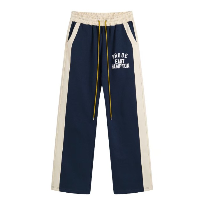 Vintage College Style Rhude Letter Print Color Block Half Zip Fleece Lined Sweatshirt & Sweatpants Set 4 colors 29317688