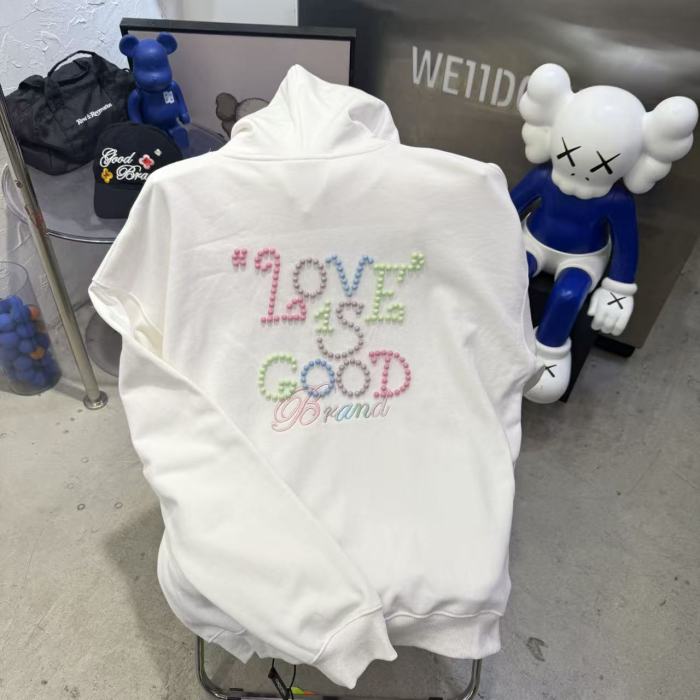 Macaron Color Pearl Slogan Embroidery Hoodie 2 colors 29319478