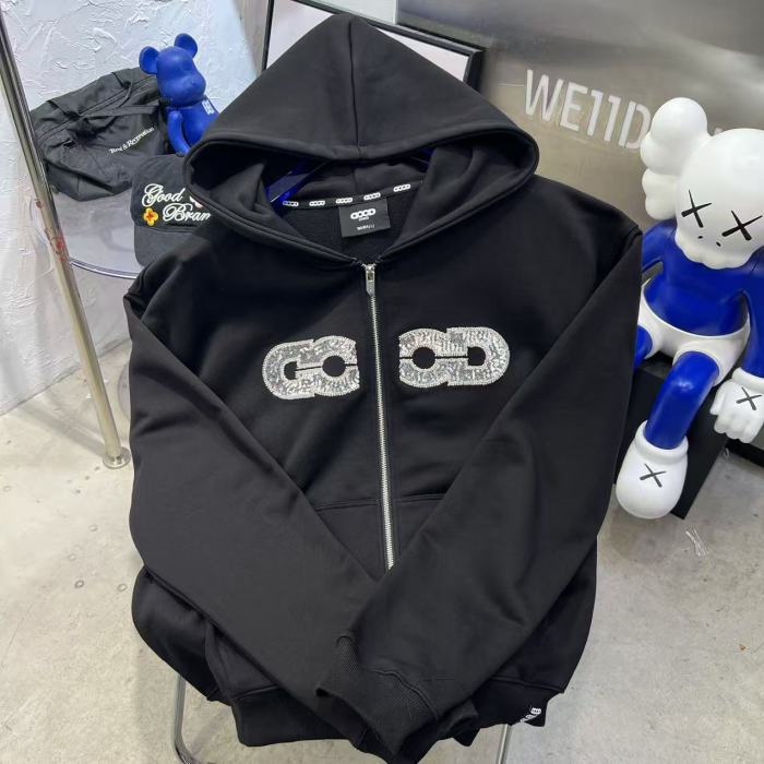Map Sequin Embroidery Zip Hoodie 29319475