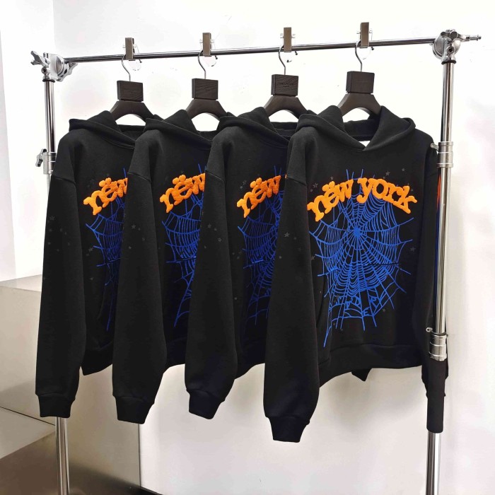 [Big & Tall for weights up to 220 lbs]1:1 quality version Orange New York Blue Mesh Print Hoodie & Pants Set 29319552